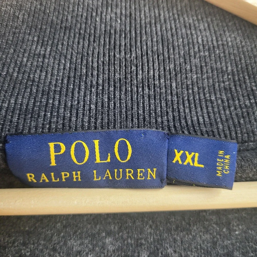 Polo Ralph Lauren Sweater Mens 2XL Gray Quarter Zip Mock Neck Pullover Pony Logo